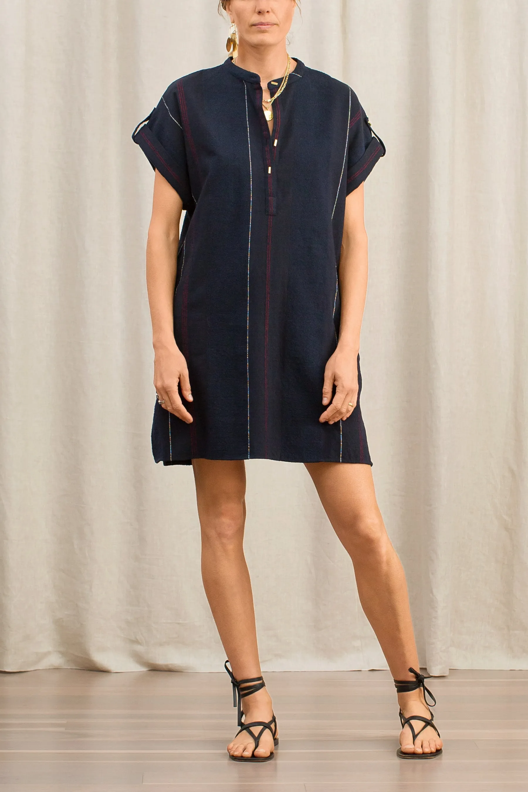Athena Navy Boucle Stripe Tunic Dress sold by ILIO NEMA product image thumbnail 2