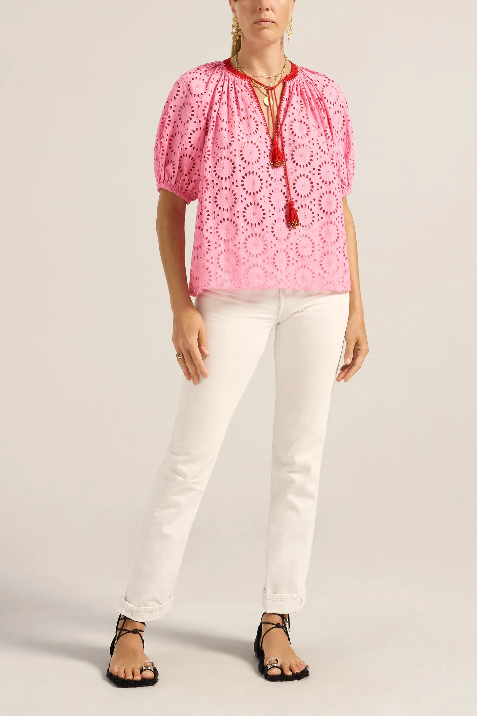 Lucidia Red & Pink Eyelet Top sold by ILIO NEMA product image thumbnail 2