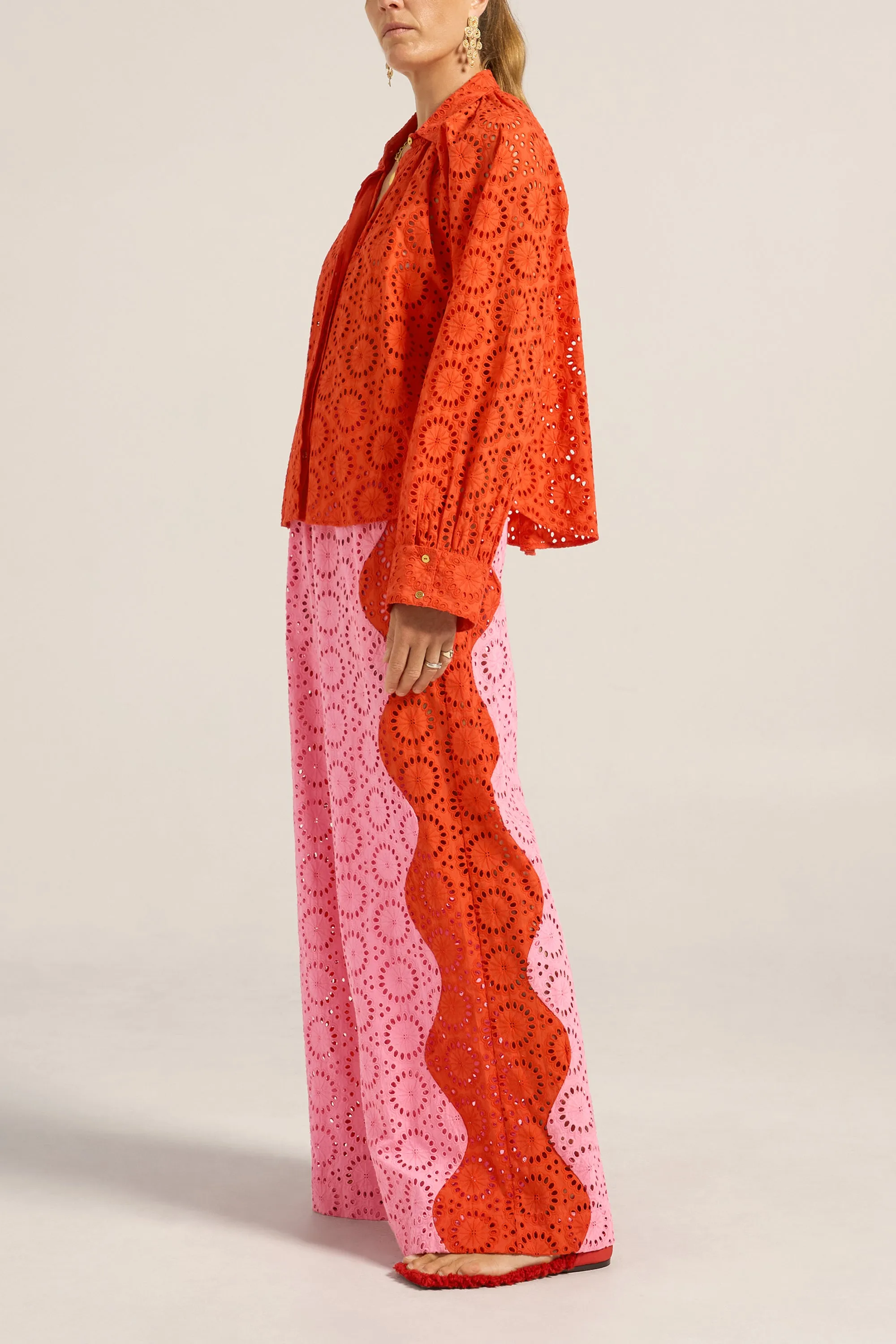 Cleobis Red & Pink Eyelet Shirt sold by ILIO NEMA product image thumbnail 5