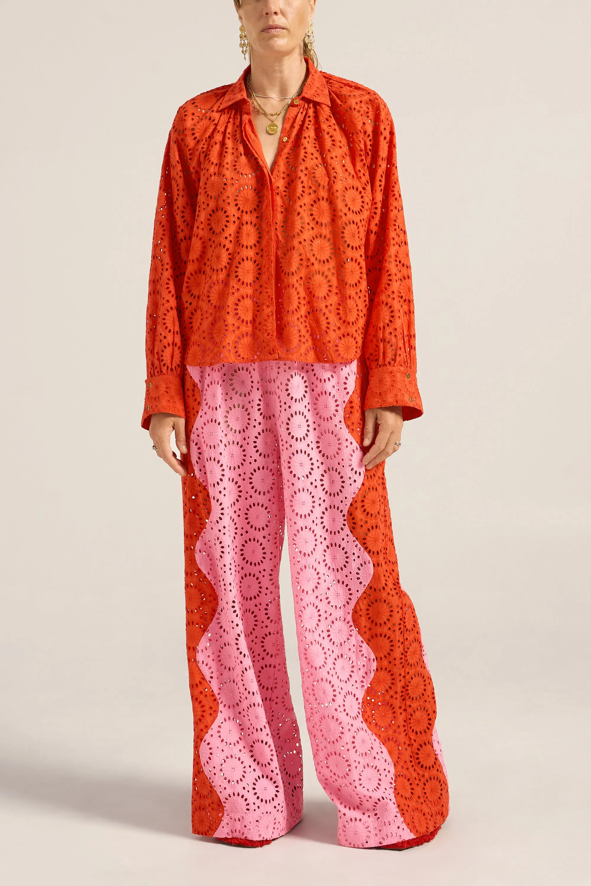 Cleobis Red & Pink Eyelet Shirt sold by ILIO NEMA product image thumbnail 2