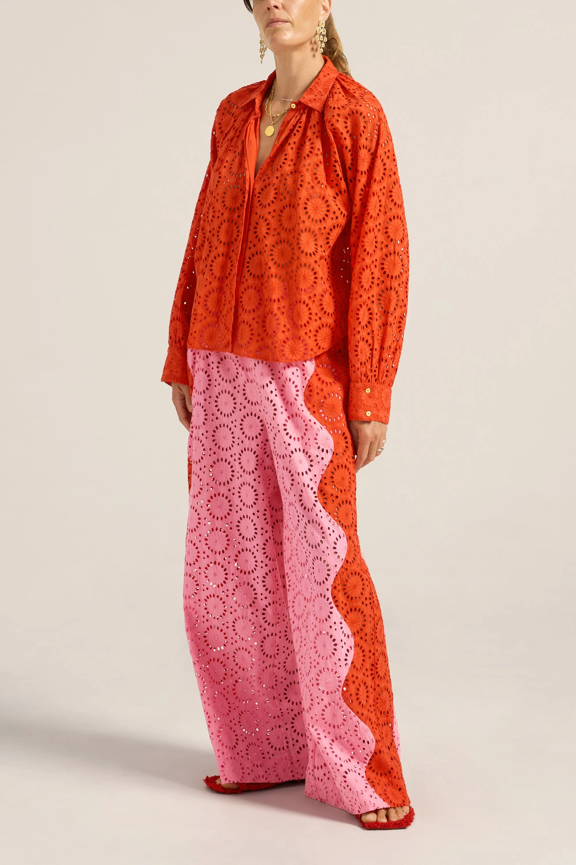 Cleobis Red & Pink Eyelet Shirt sold by ILIO NEMA product image thumbnail 4