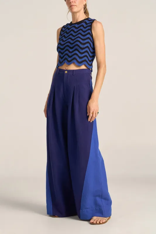 Freya Blue Patchwork Pants made by ILIO NEMA