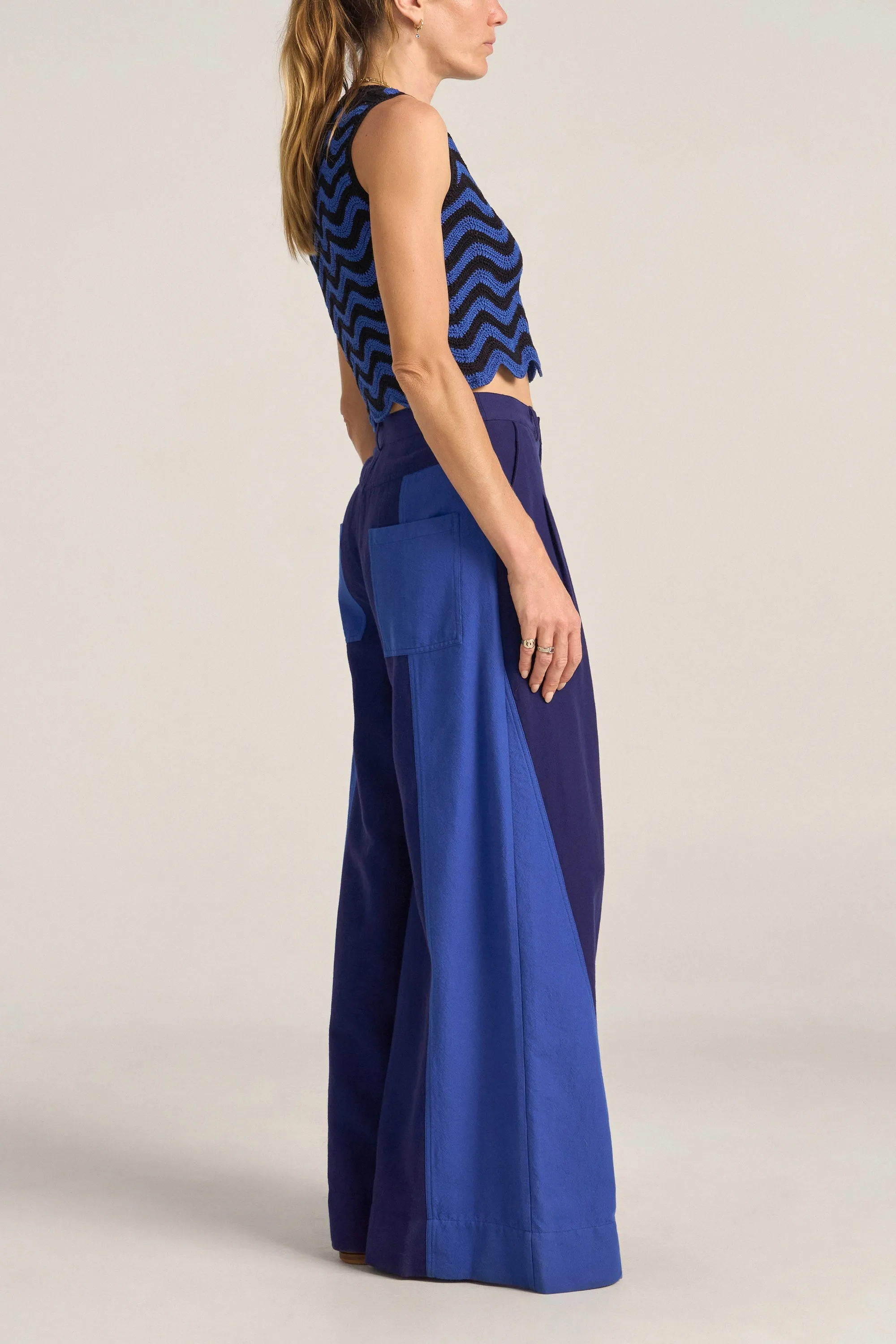 Freya Blue Patchwork Pants sold by ILIO NEMA product image thumbnail 4