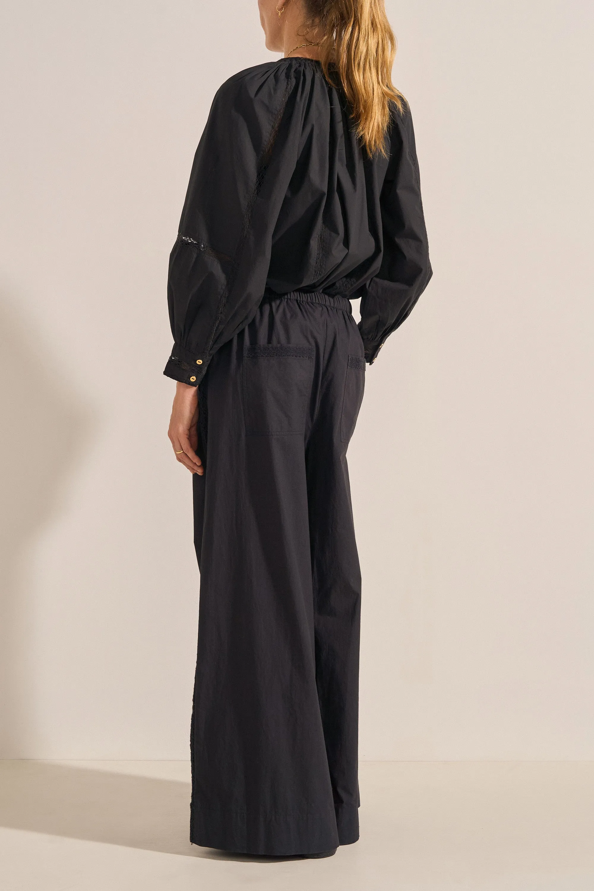 Pelias Black Crochet Poplin Pants sold by ILIO NEMA product image thumbnail 4