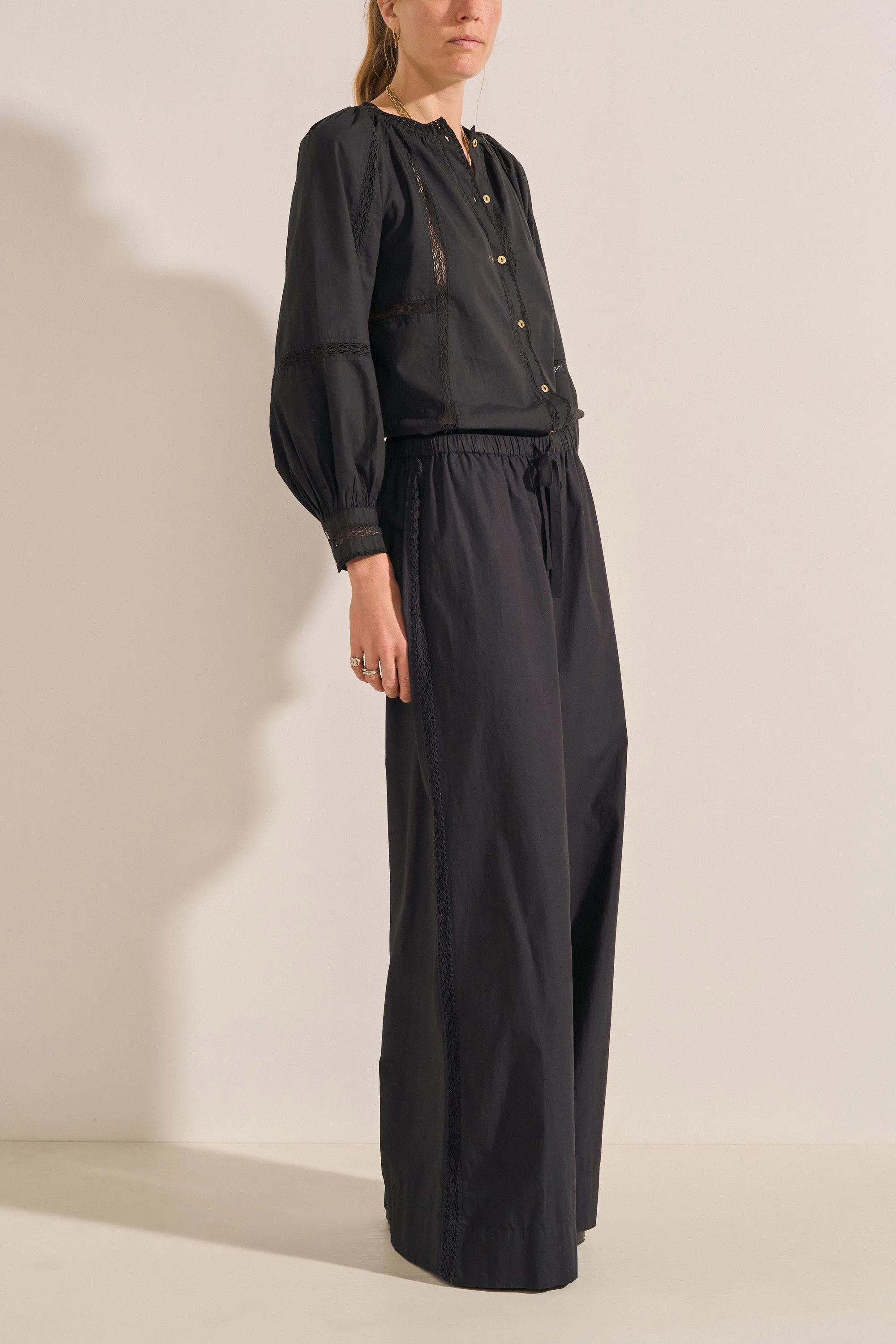 Pelias Black Crochet Poplin Pants sold by ILIO NEMA product image thumbnail 2