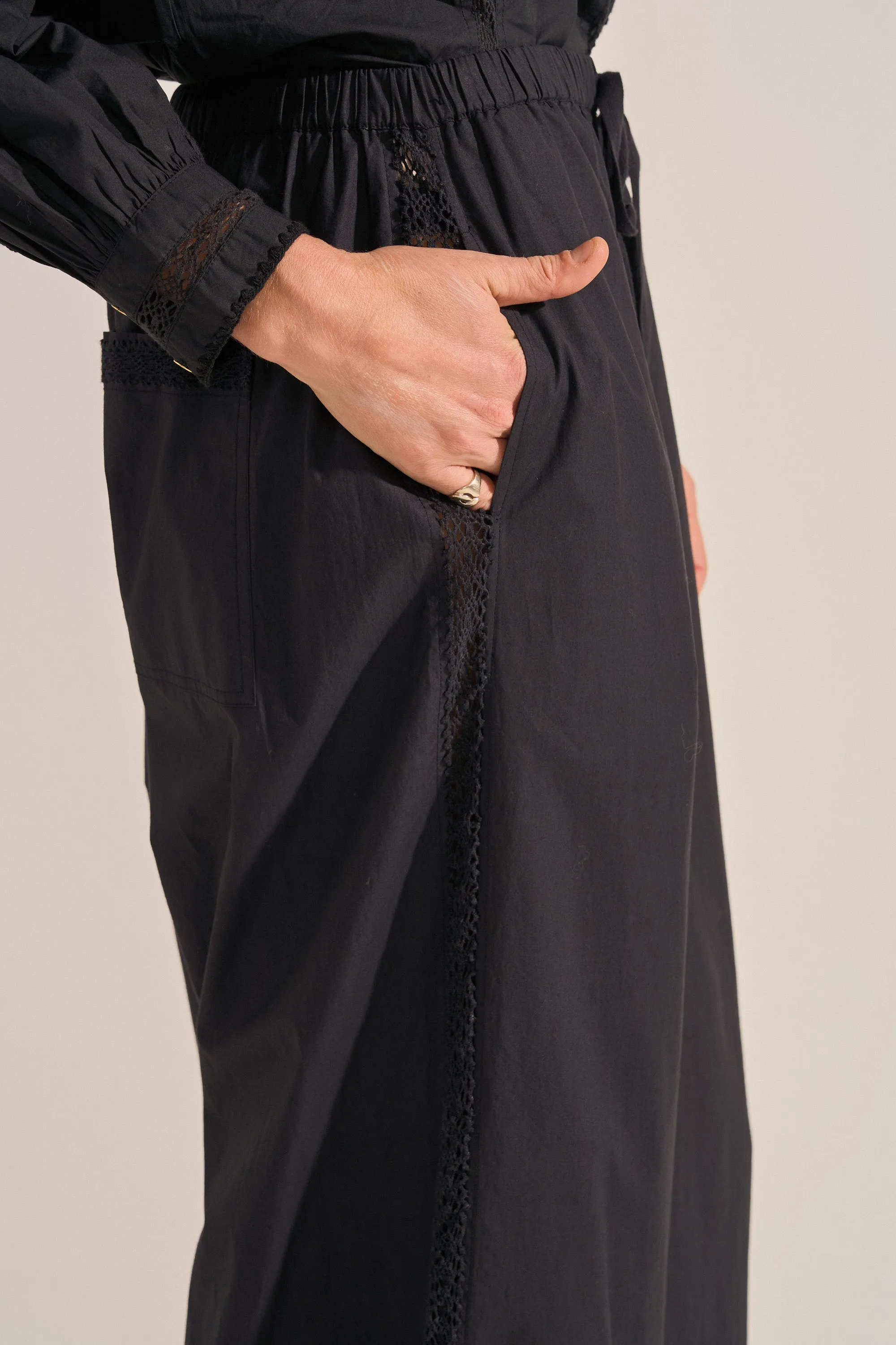 Pelias Black Crochet Poplin Pants sold by ILIO NEMA product image thumbnail 5