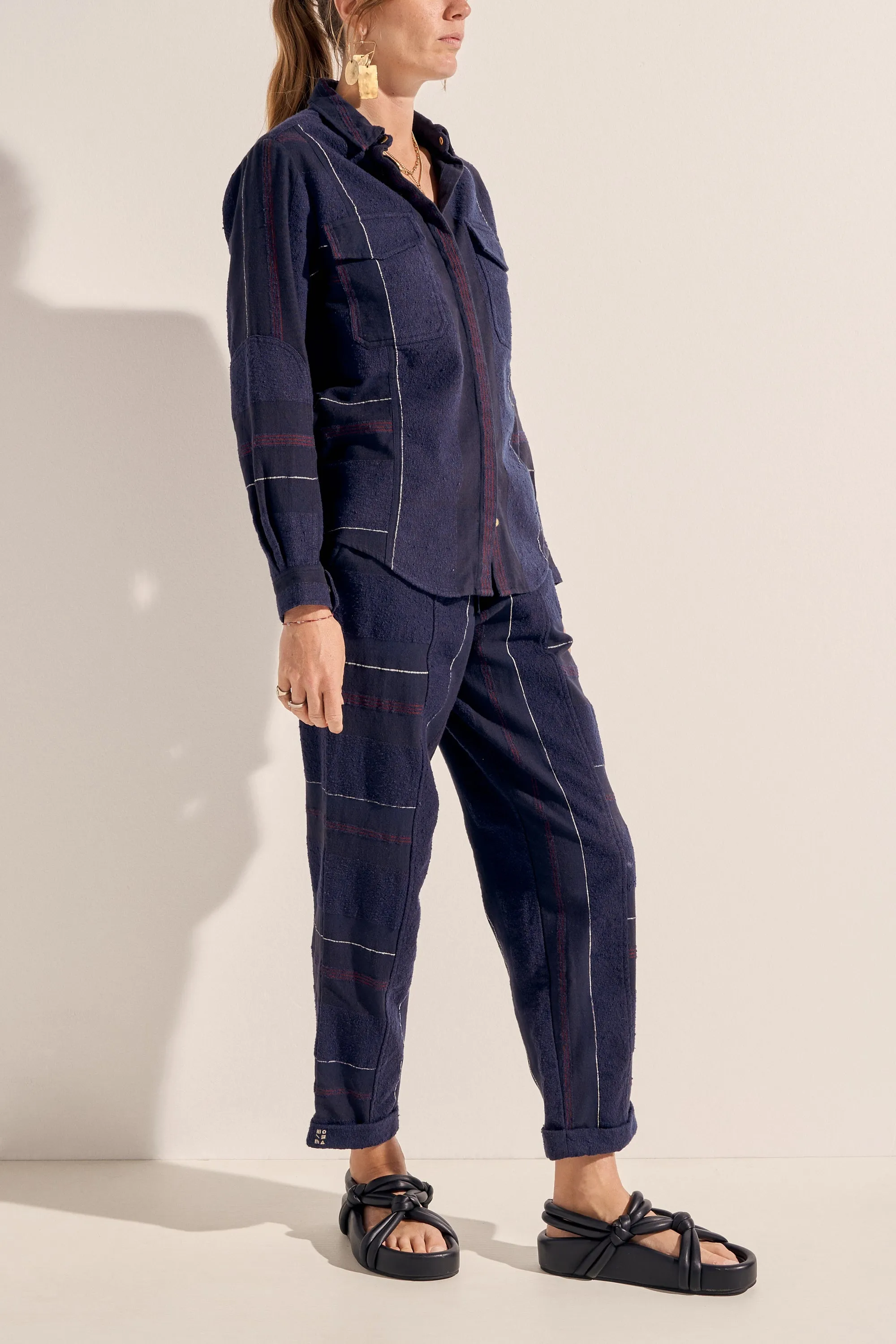 Paris Navy Boucle Stripe Shirt sold by ILIO NEMA product image thumbnail 2