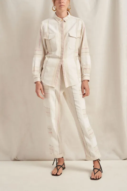 Paris Cream Boucle Stripe Shirt made by ILIO NEMA