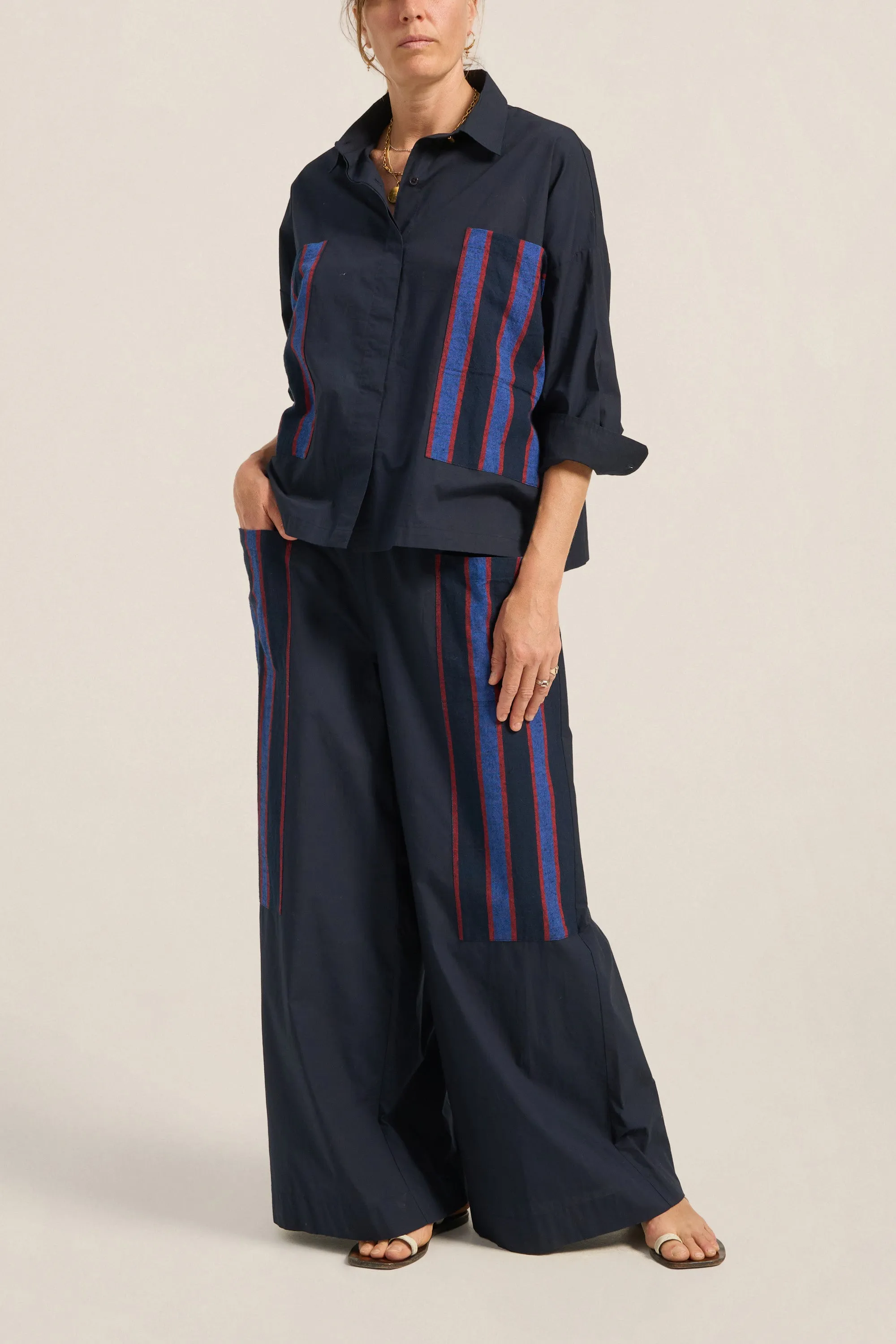 Elysian Navy Poplin Pants sold by ILIO NEMA