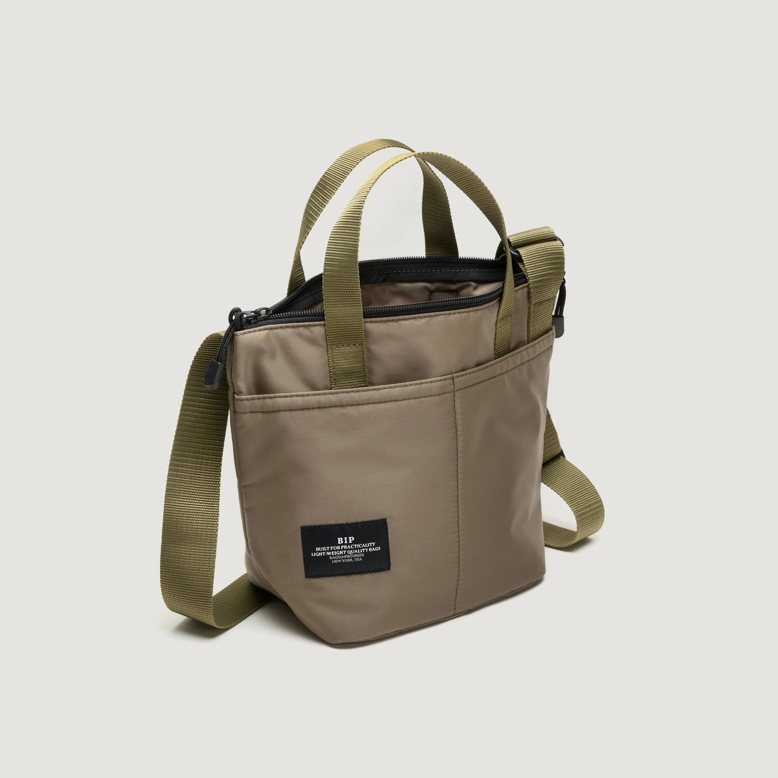 ZIPPER DUFFLE - SMALL - DARK BEIGE PUFFER NYLON TWILL sold by BAGSINPROGRESS product image thumbnail 4