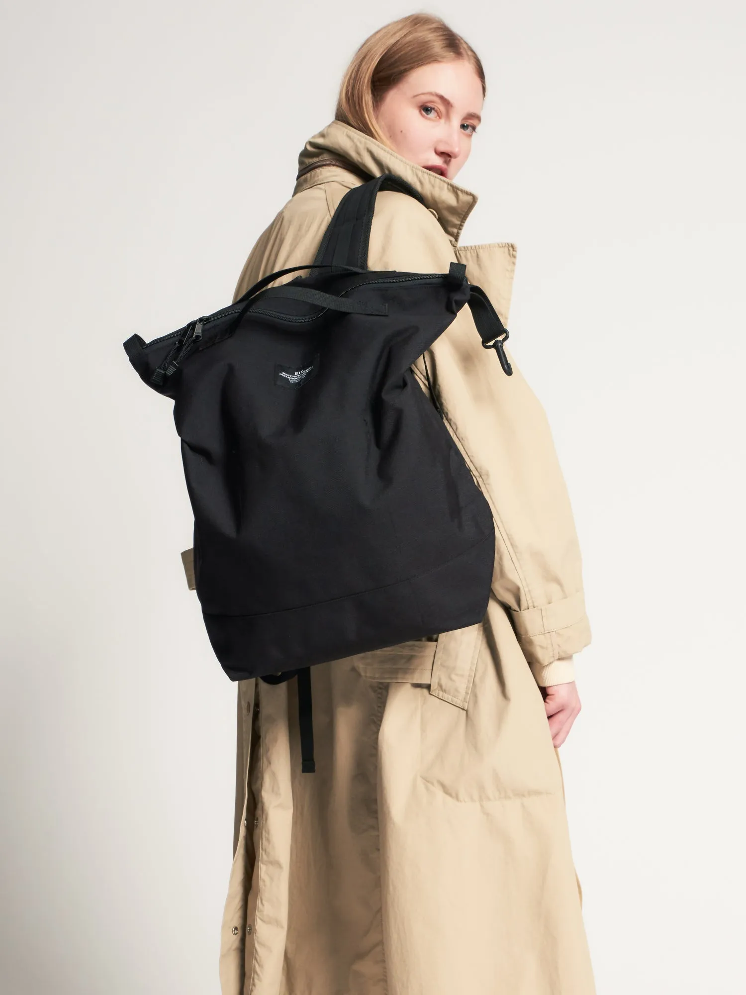 ZIPPER BACKPACK - BLACK NYLON CANVAS sold by BAGSINPROGRESS product image thumbnail 2