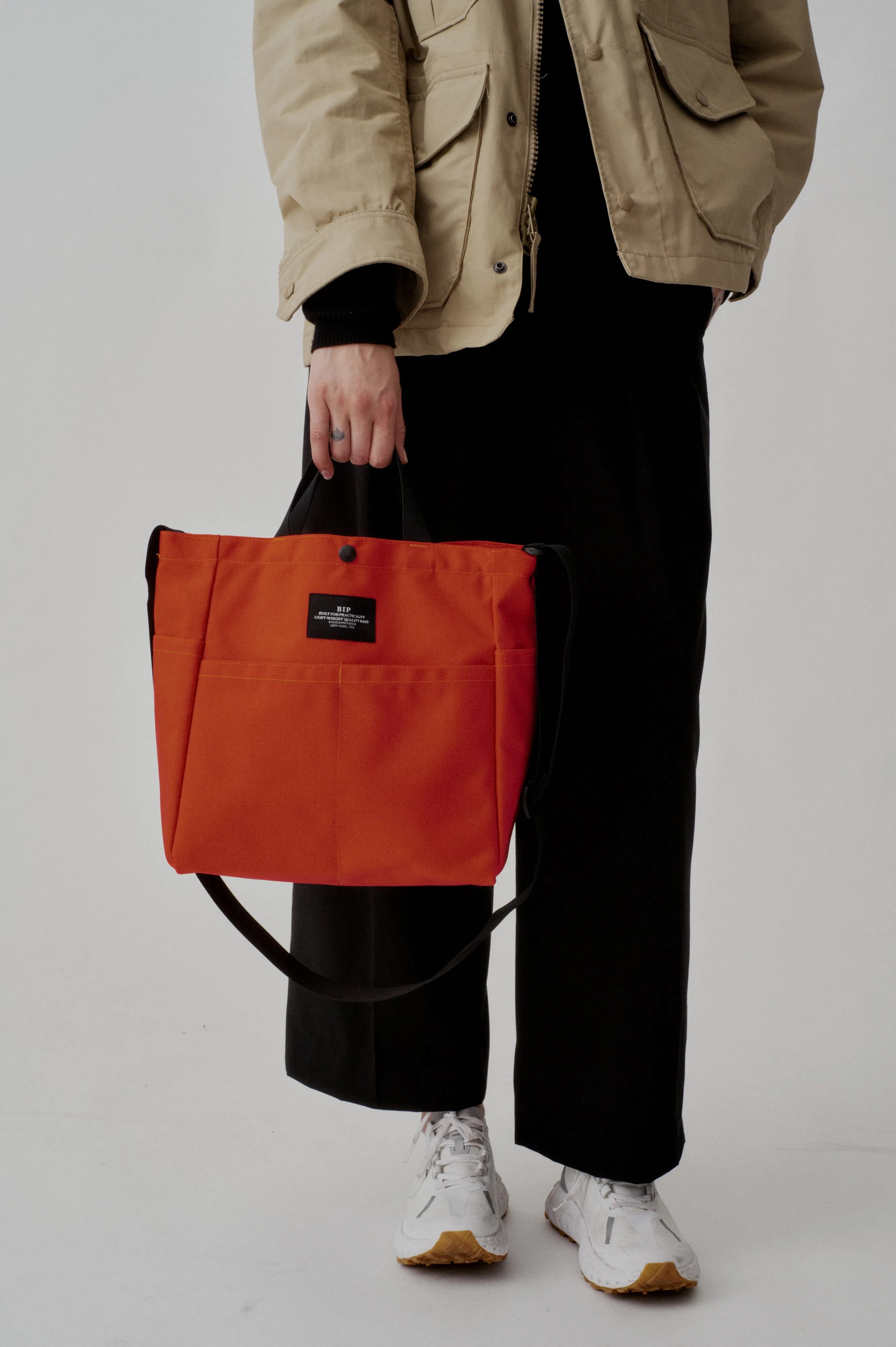 MULTI-POCKET BAG MEDIUM - REDDISH ORANGE NYLON CANVAS sold by BAGSINPROGRESS product image thumbnail 2