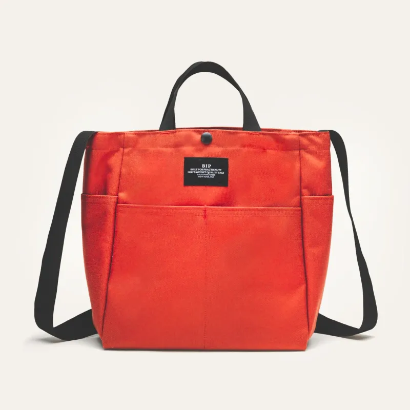 MULTI-POCKET BAG MEDIUM - REDDISH ORANGE NYLON CANVAS made by BAGSINPROGRESS
