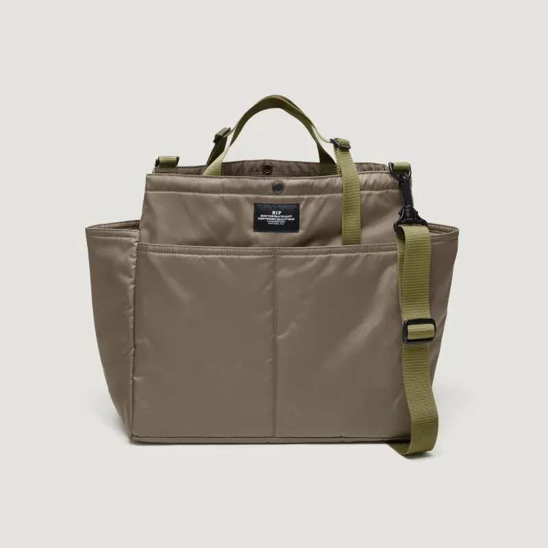 CARRY-ALL BEACH BAG - DARK BEIGE PUFFER NYLON TWILL made by BAGSINPROGRESS