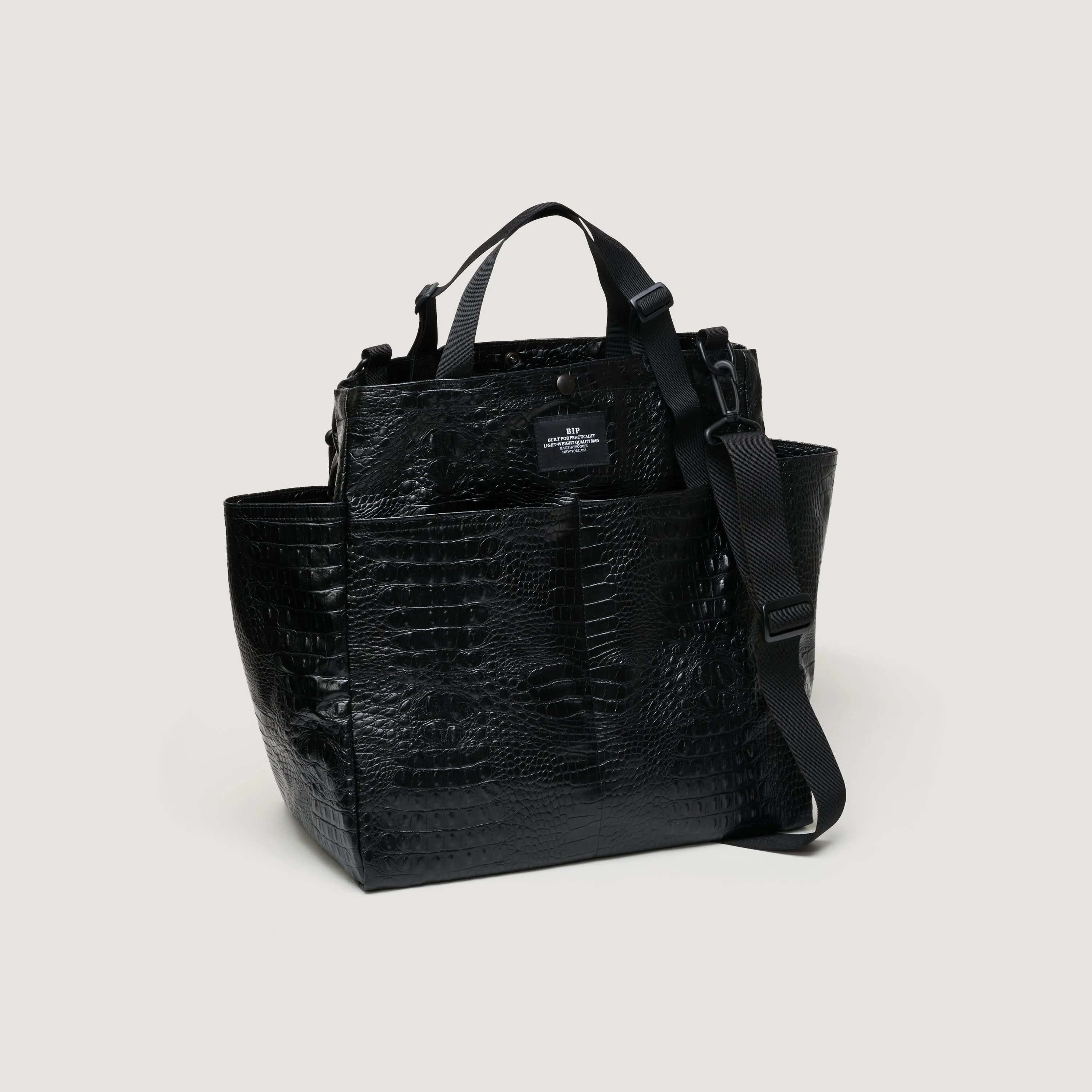 CARRY-ALL BEACH BAG - BLACK CROCO VEGAN LEATHER sold by BAGSINPROGRESS product image thumbnail 4