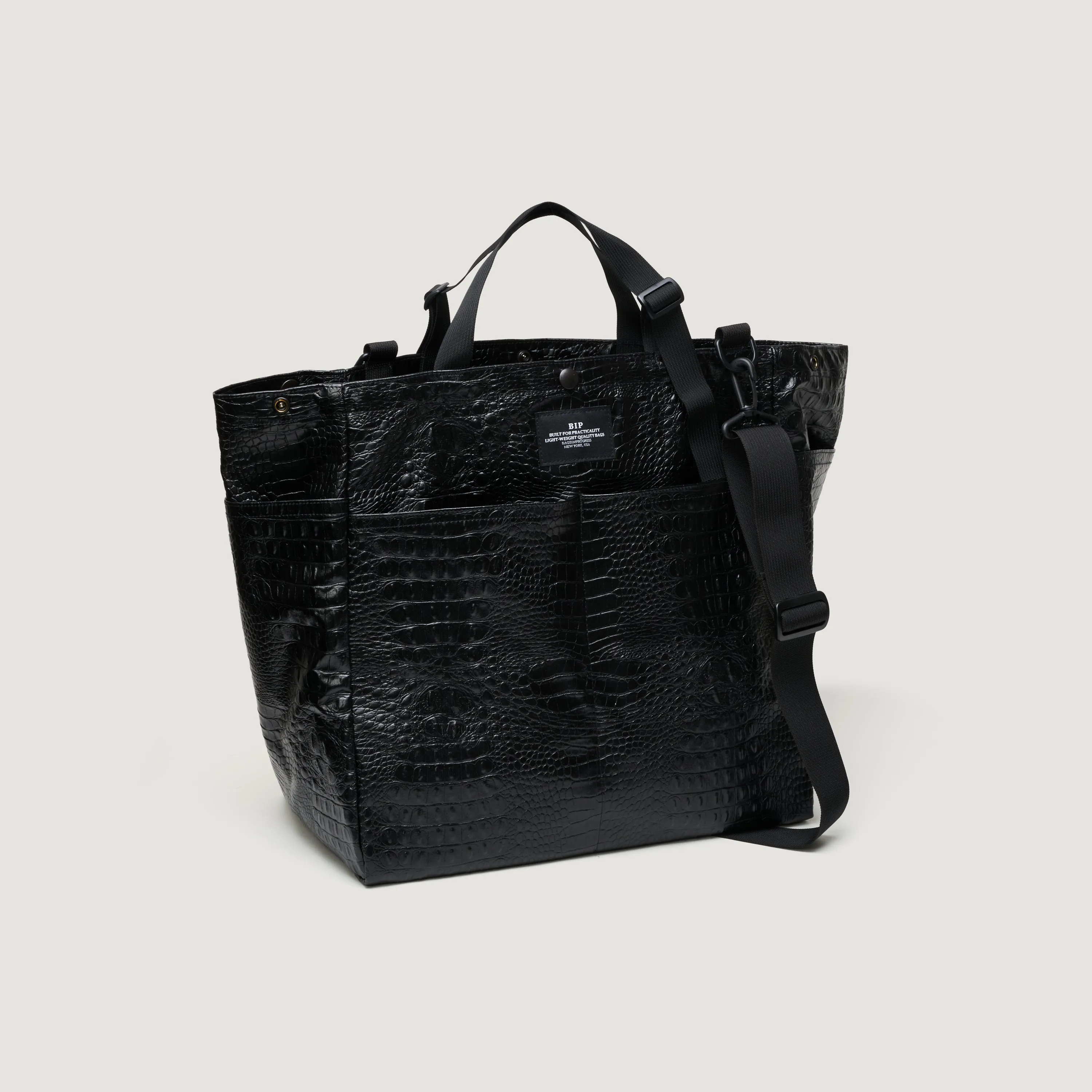 CARRY-ALL BEACH BAG - BLACK CROCO VEGAN LEATHER sold by BAGSINPROGRESS product image thumbnail 5
