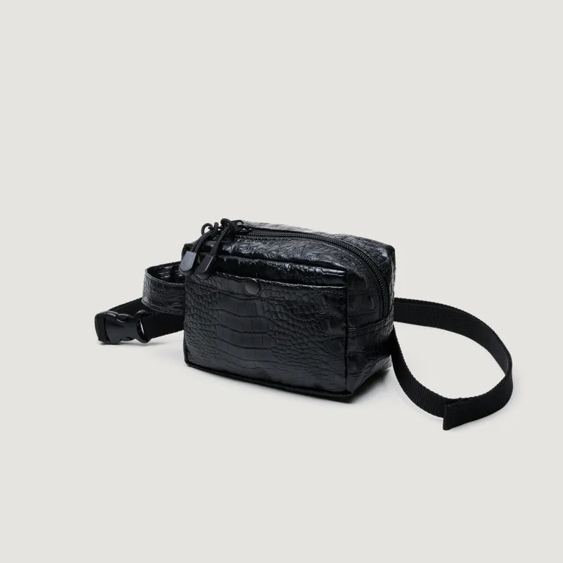 BELT POUCH MINI - BLACK CROCO VEGAN LEATHER made by BAGSINPROGRESS