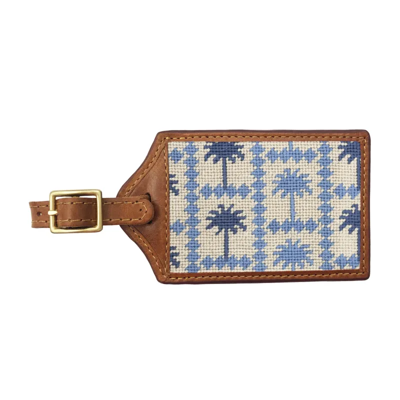 Palms Luggage Tag (Light Khaki-Steel Blue) made by Smathers & Branson