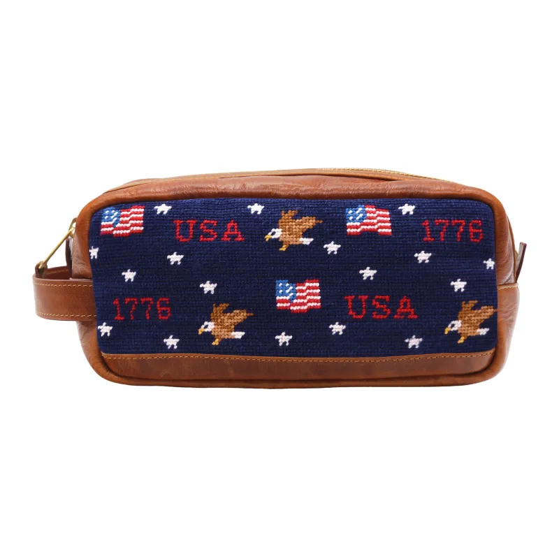 Americana Pattern Toiletry Bag (Dark Navy) made by Smathers & Branson
