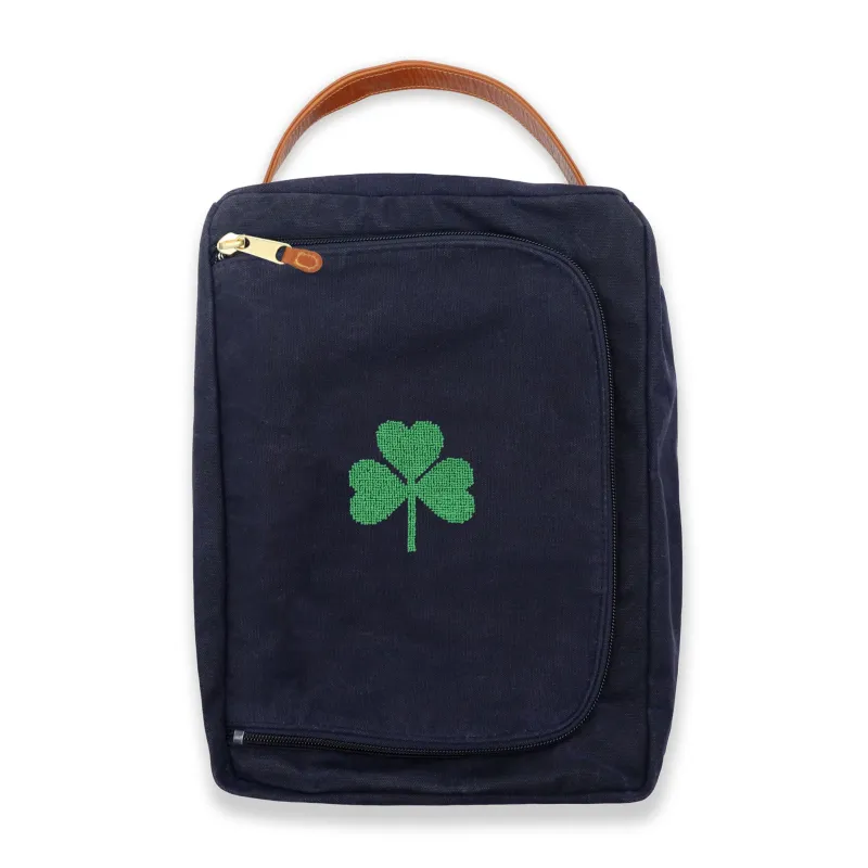 Shamrock Shoe Bag (Navy Waxed Canvas) made by Smathers & Branson