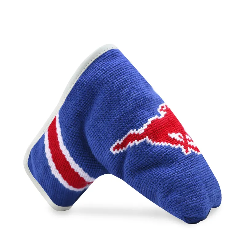 SMU Putter Headcover (Royal - White-Red Multi Stripes) (White Leather) made by Smathers & Branson