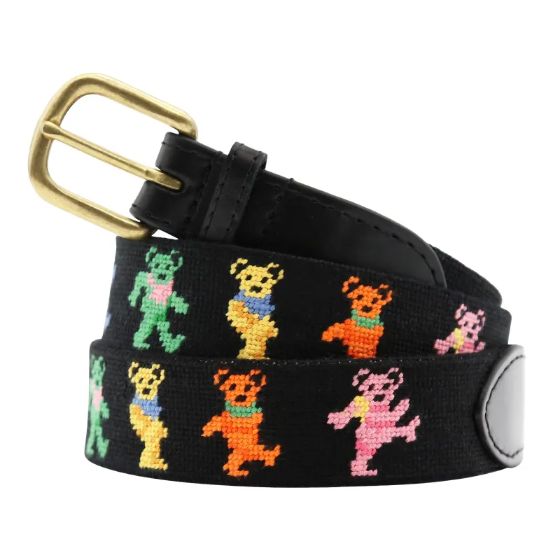 Dancing Bears Belt (Black) (Black Leather) made by Smathers & Branson