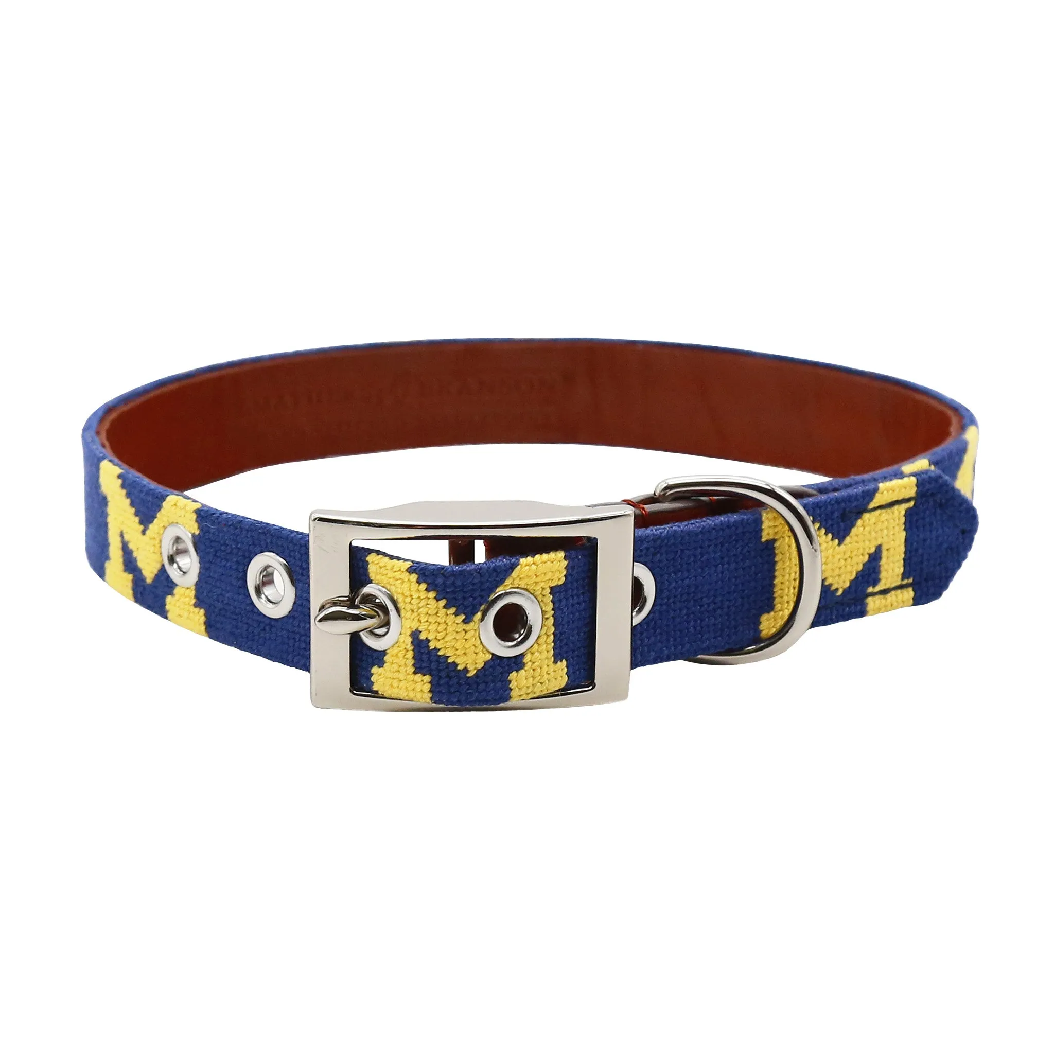 Monogrammed Michigan Dog Collar (Classic Navy) sold by Smathers & Branson