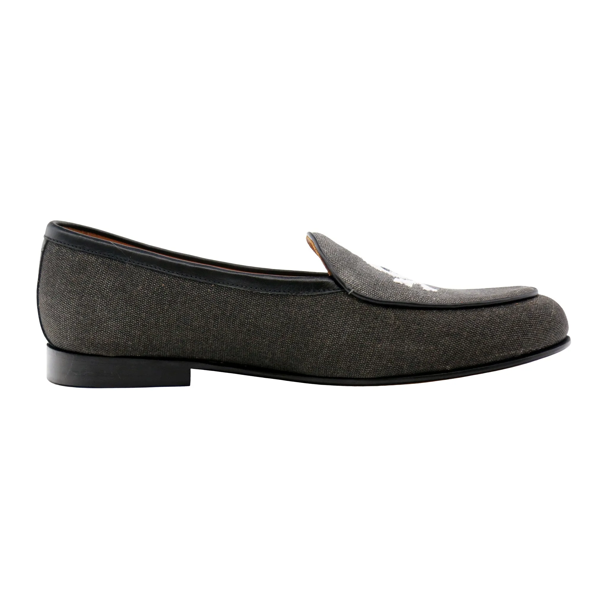 Jolly Roger Canvas Belgian Loafers (Charcoal Canvas) (Black Leather) sold by Smathers & Branson product image thumbnail 3
