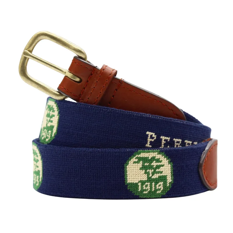 Monogrammed Pebble Beach Logo-Text Centered Belt (Dark Navy) made by Smathers & Branson