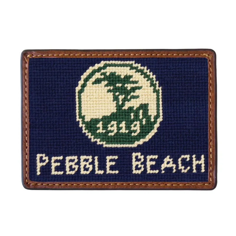 Pebble Beach Logo Text Card Wallet (Dark Navy) made by Smathers & Branson