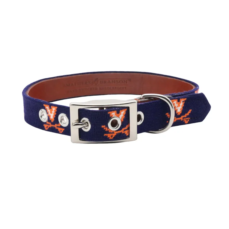 Monogrammed UVA Dog Collar (Dark Navy) made by Smathers & Branson