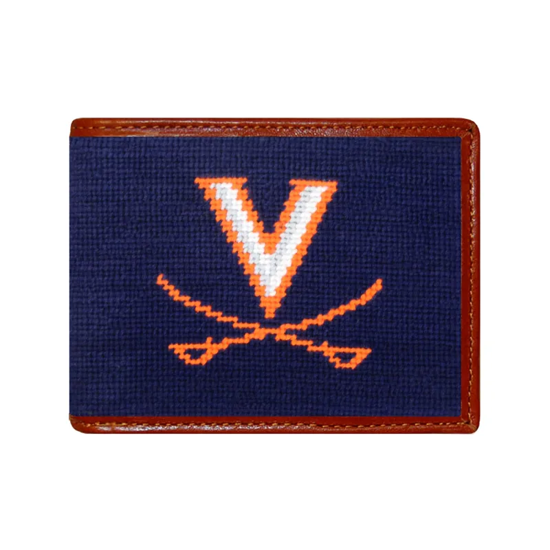 Monogrammed UVA Wallet (Dark Navy) made by Smathers & Branson