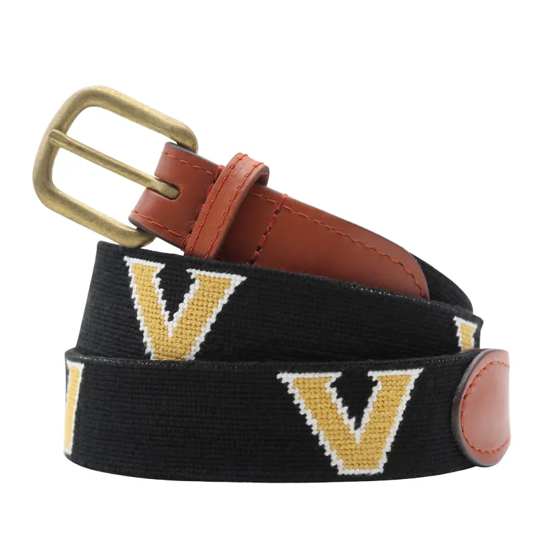 Monogrammed Vanderbilt Belt (Black) made by Smathers & Branson