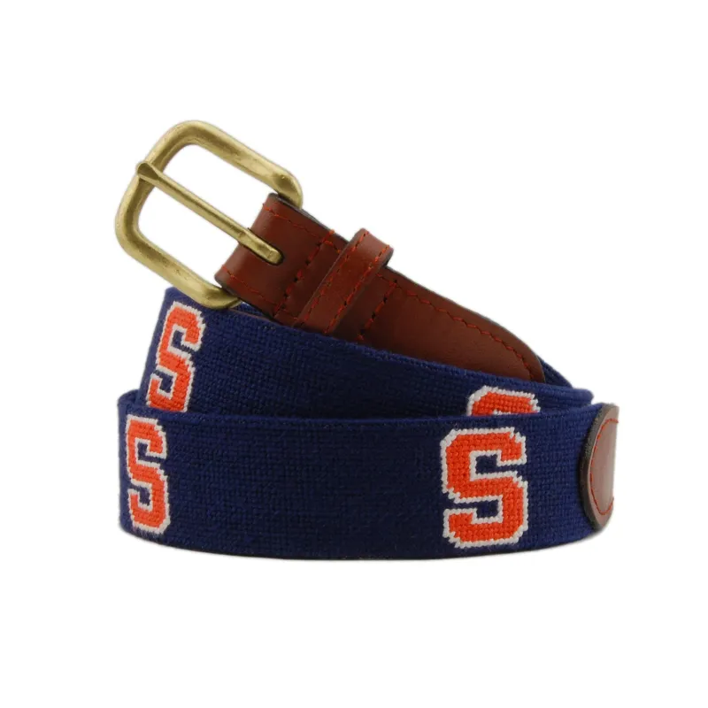 Monogrammed Syracuse Belt (Dark Navy) made by Smathers & Branson
