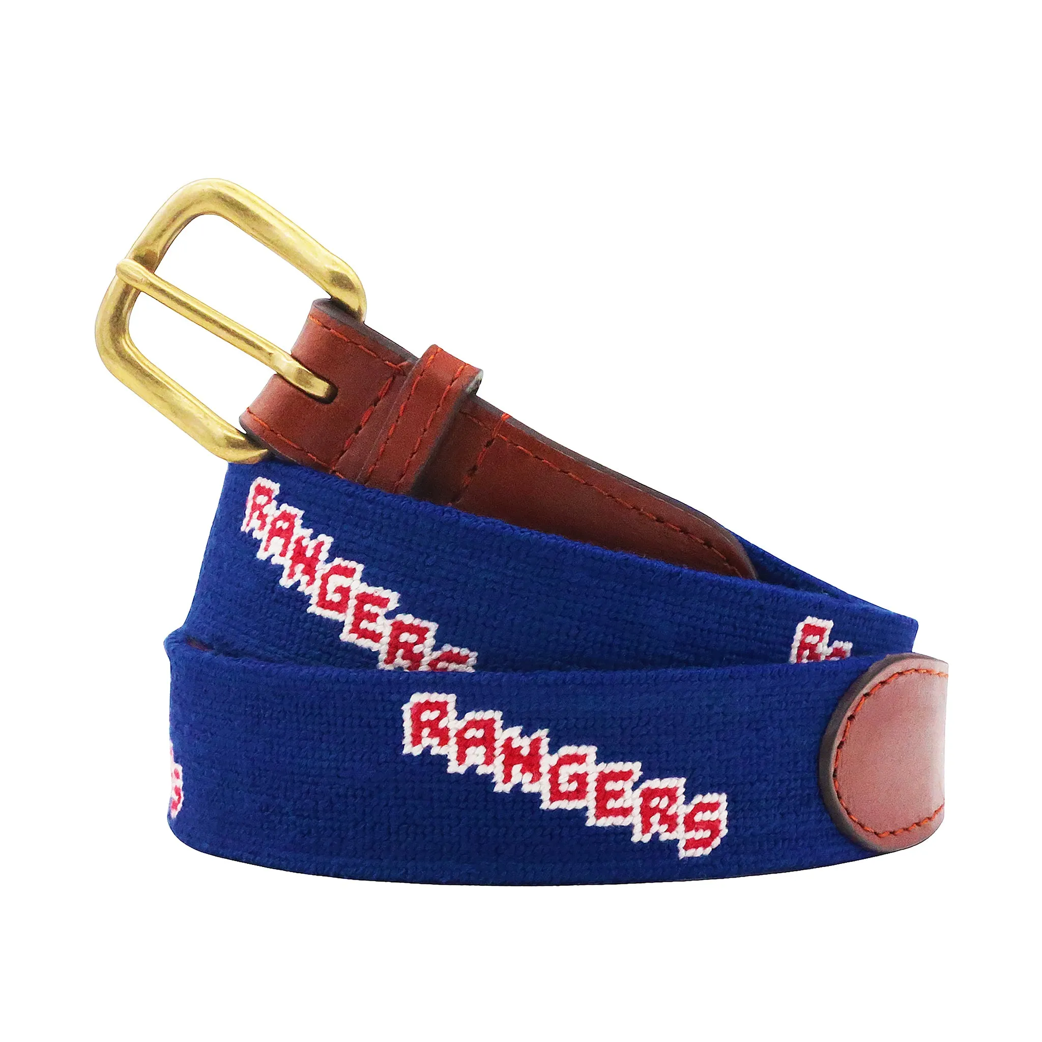 Monogrammed New York Rangers Text Belt (Dark Royal) sold by Smathers & Branson