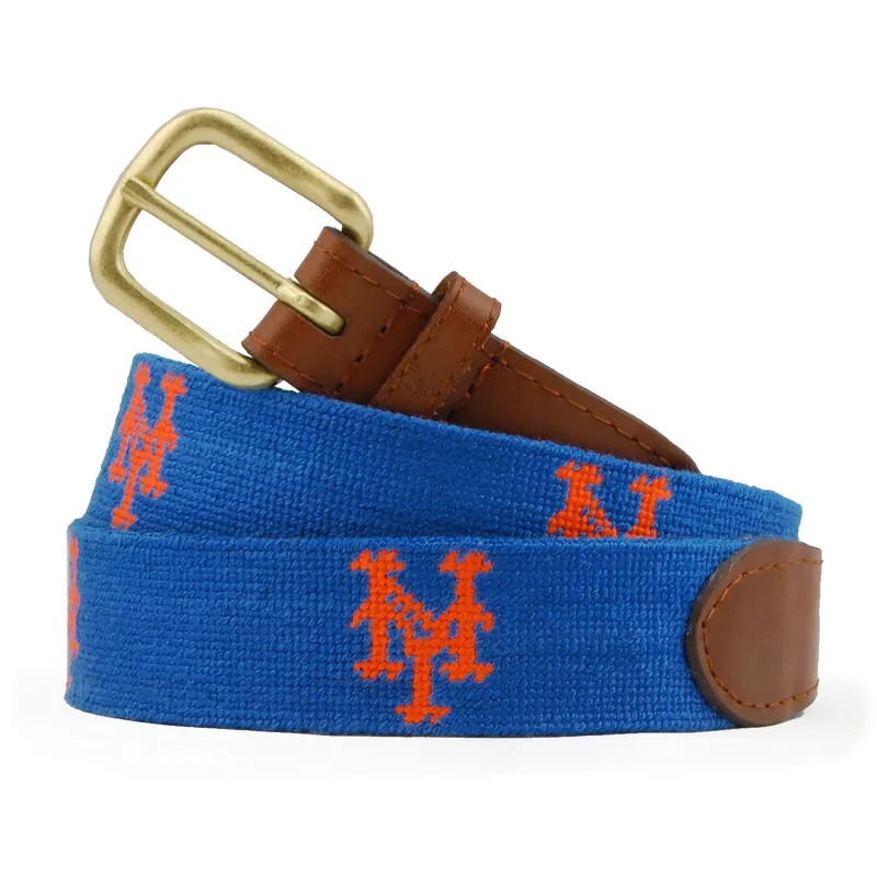 Monogrammed New York Mets Belt (Blue) made by Smathers & Branson