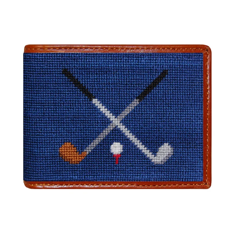 Monogrammed Crossed Clubs Wallet (Classic Navy) made by Smathers & Branson