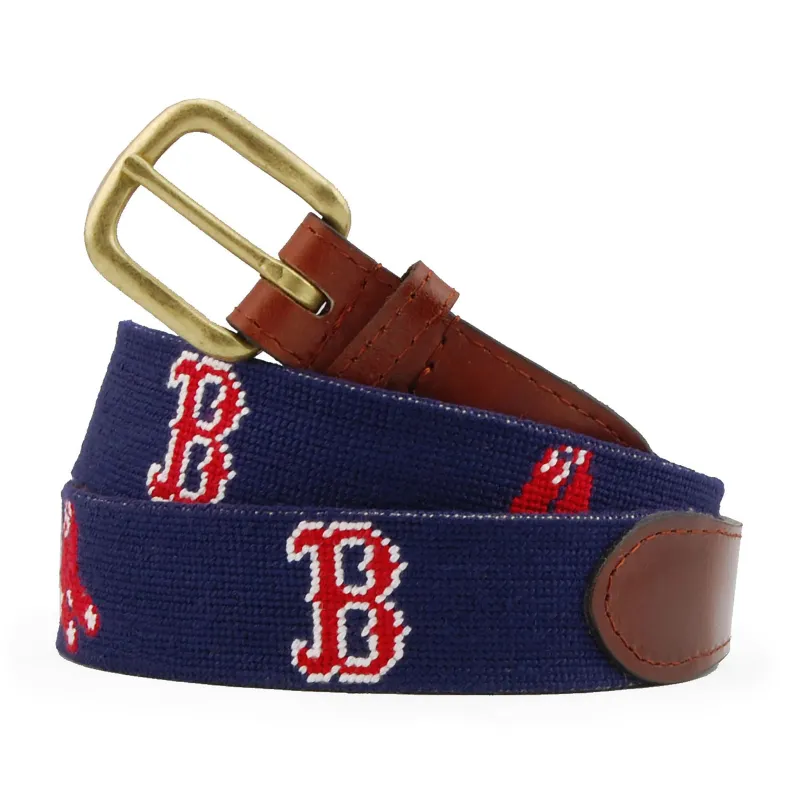 Monogrammed Boston Red Sox Belt (Dark Navy) made by Smathers & Branson