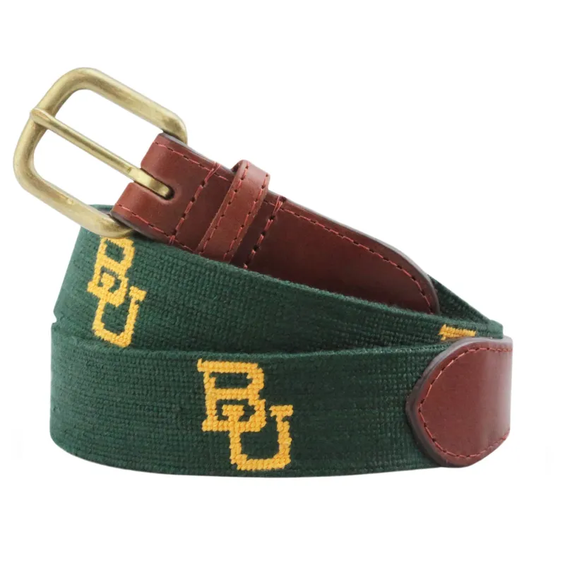 Monogrammed Baylor Belt (Dark Pine) made by Smathers & Branson