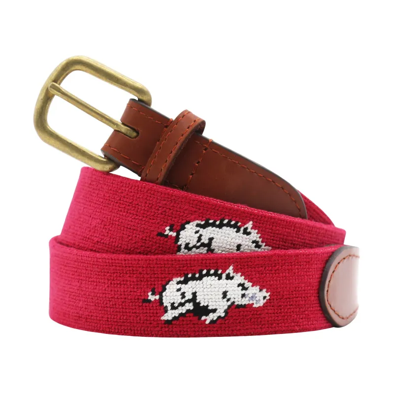 Monogrammed Arkansas Belt (Cranberry) made by Smathers & Branson