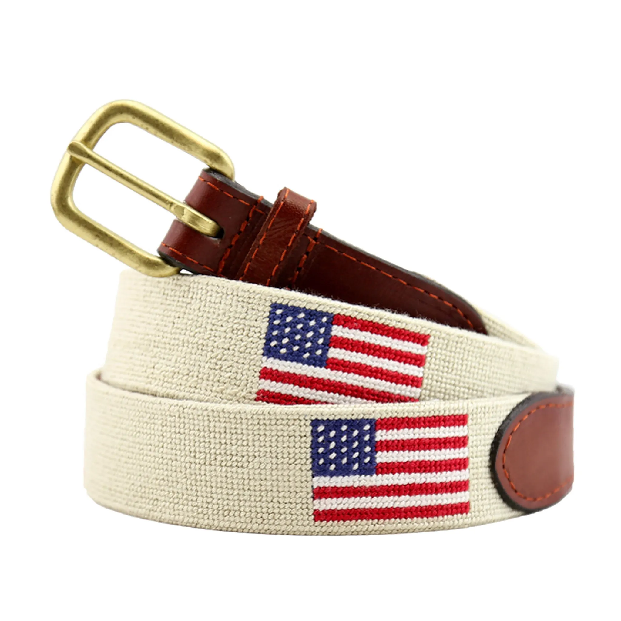 Monogrammed American Flag Belt (Light Khaki) sold by Smathers & Branson