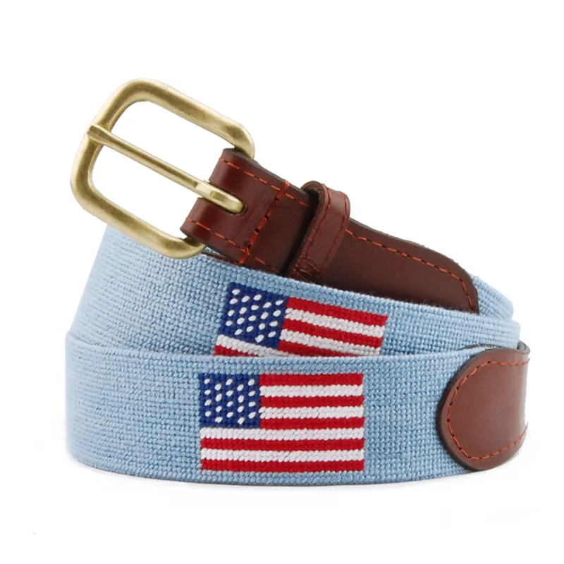 Monogrammed American Flag Belt (Antique Blue) made by Smathers & Branson