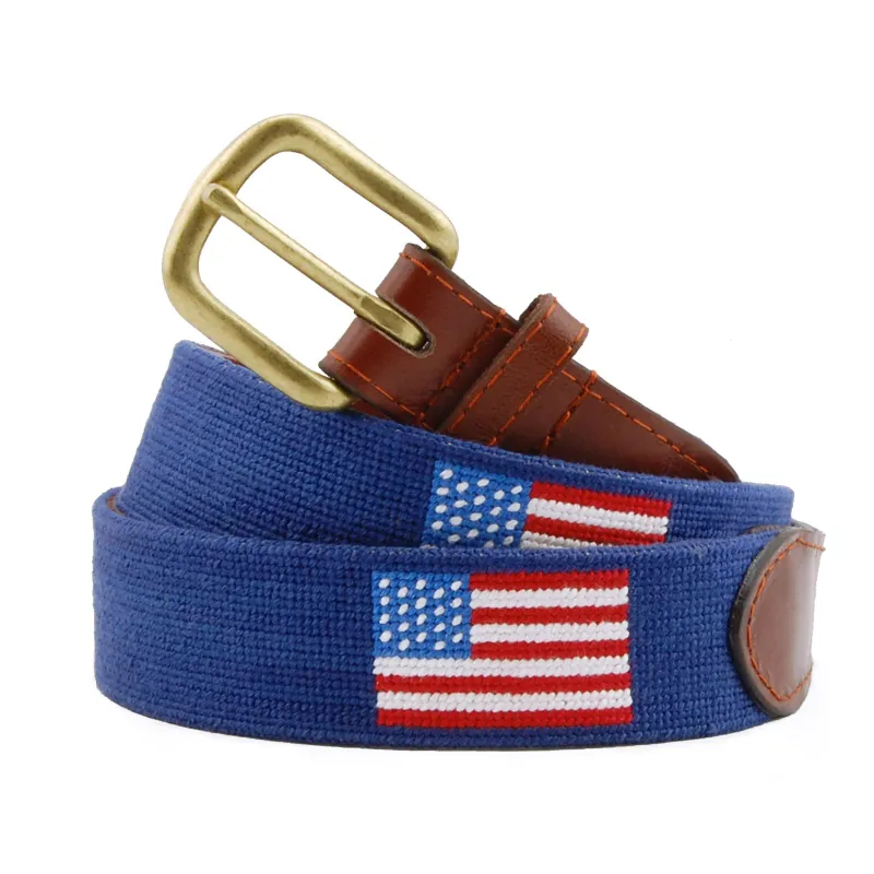 Monogrammed American Flag Belt (Classic Navy) made by Smathers & Branson