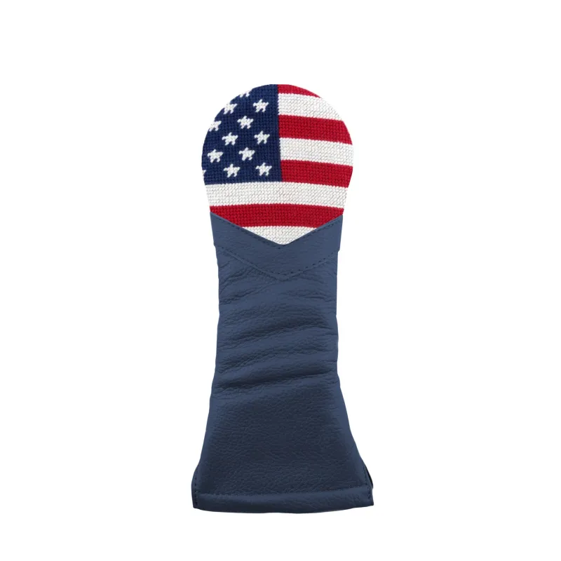 Big American Flag Hybrid Headcover (Indigo Leather) made by Smathers & Branson