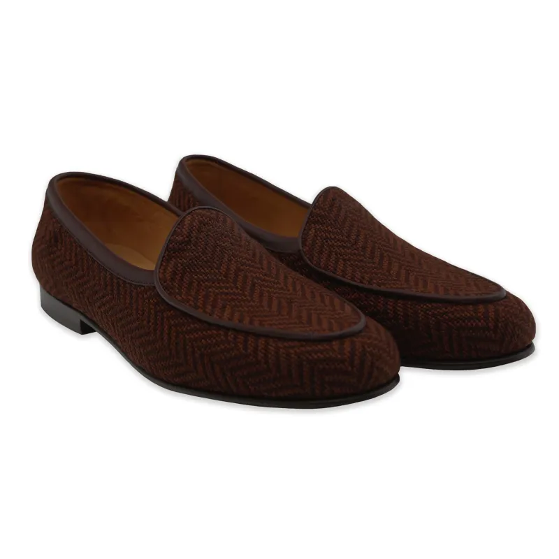 Brown Herringbone Belgian Loafers made by Smathers & Branson