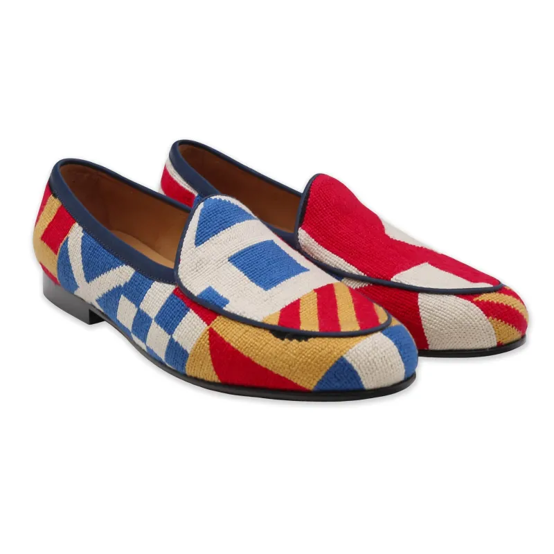 Nautical Flags Pattern Belgian Loafers made by Smathers & Branson