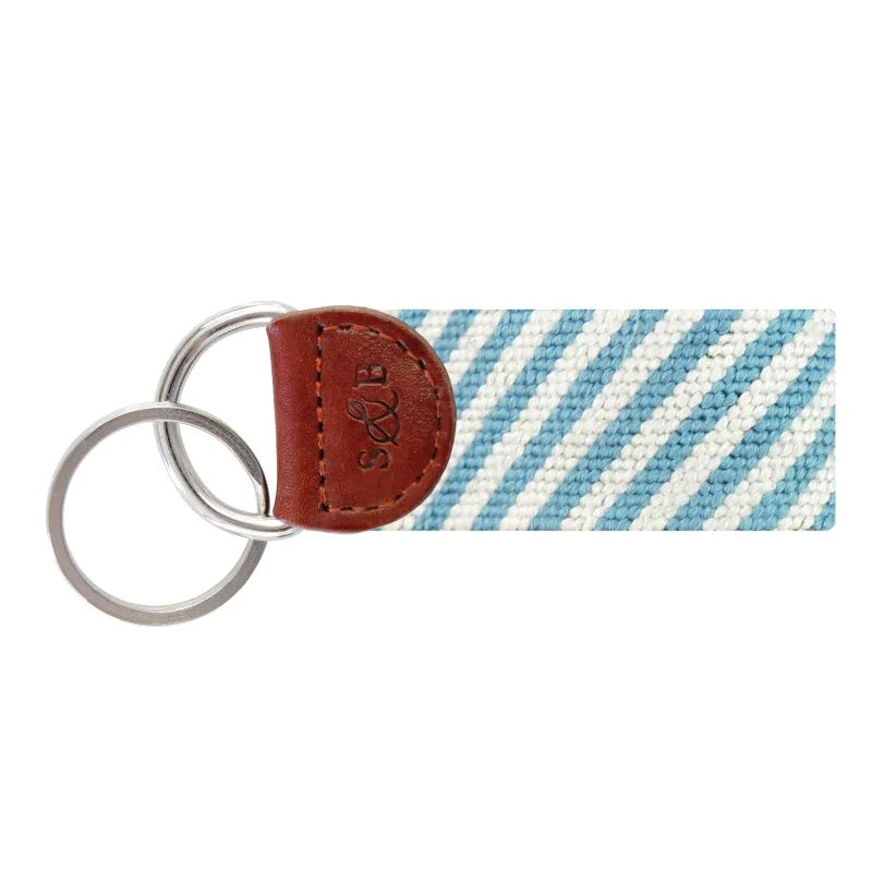 Blue Seersucker Key Fob made by Smathers & Branson