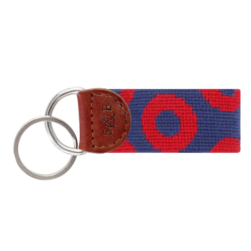 The Donut Pattern Key Fob (Classic Navy - Red Donuts) made by Smathers & Branson