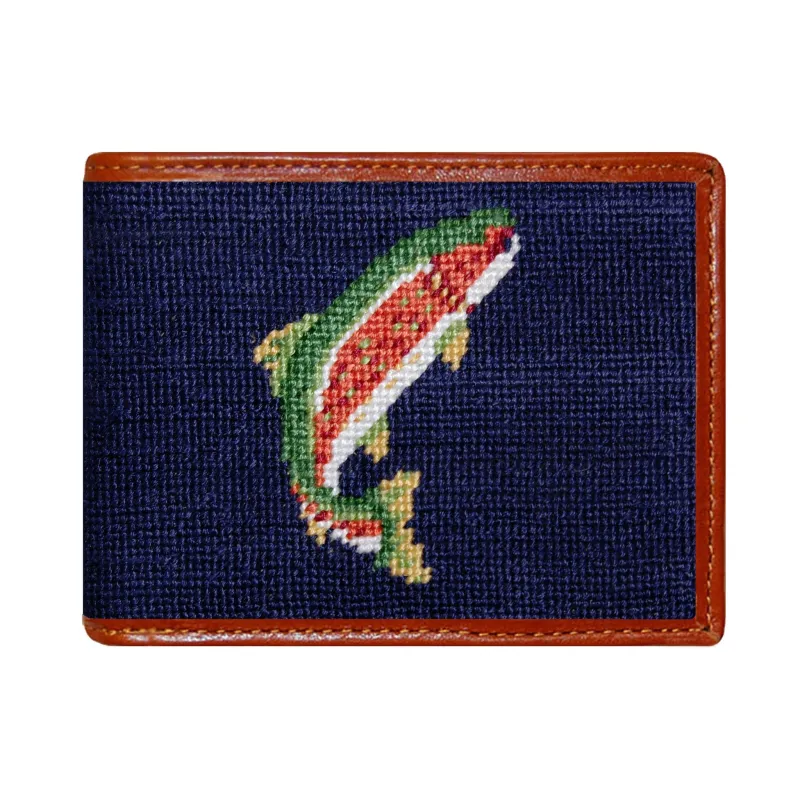 Trout and Fly Wallet (Dark Navy) made by Smathers & Branson