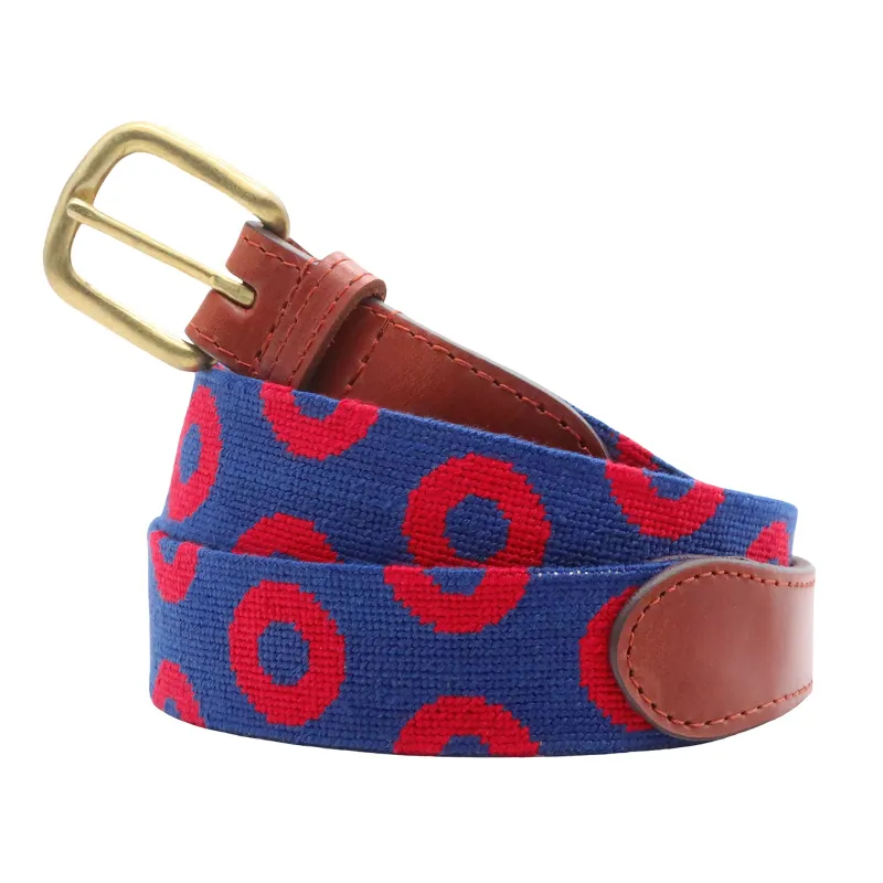 The Donut Pattern Belt (Classic Navy - Red Donuts) made by Smathers & Branson